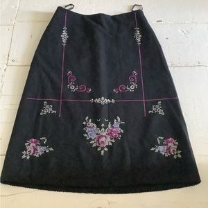 Vintage wool cross stitch embroidered skirt a line